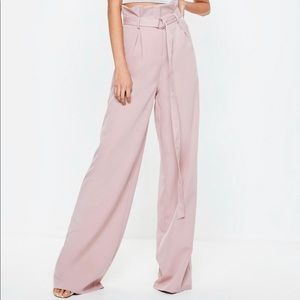 Paper bag tall wide leg trousers